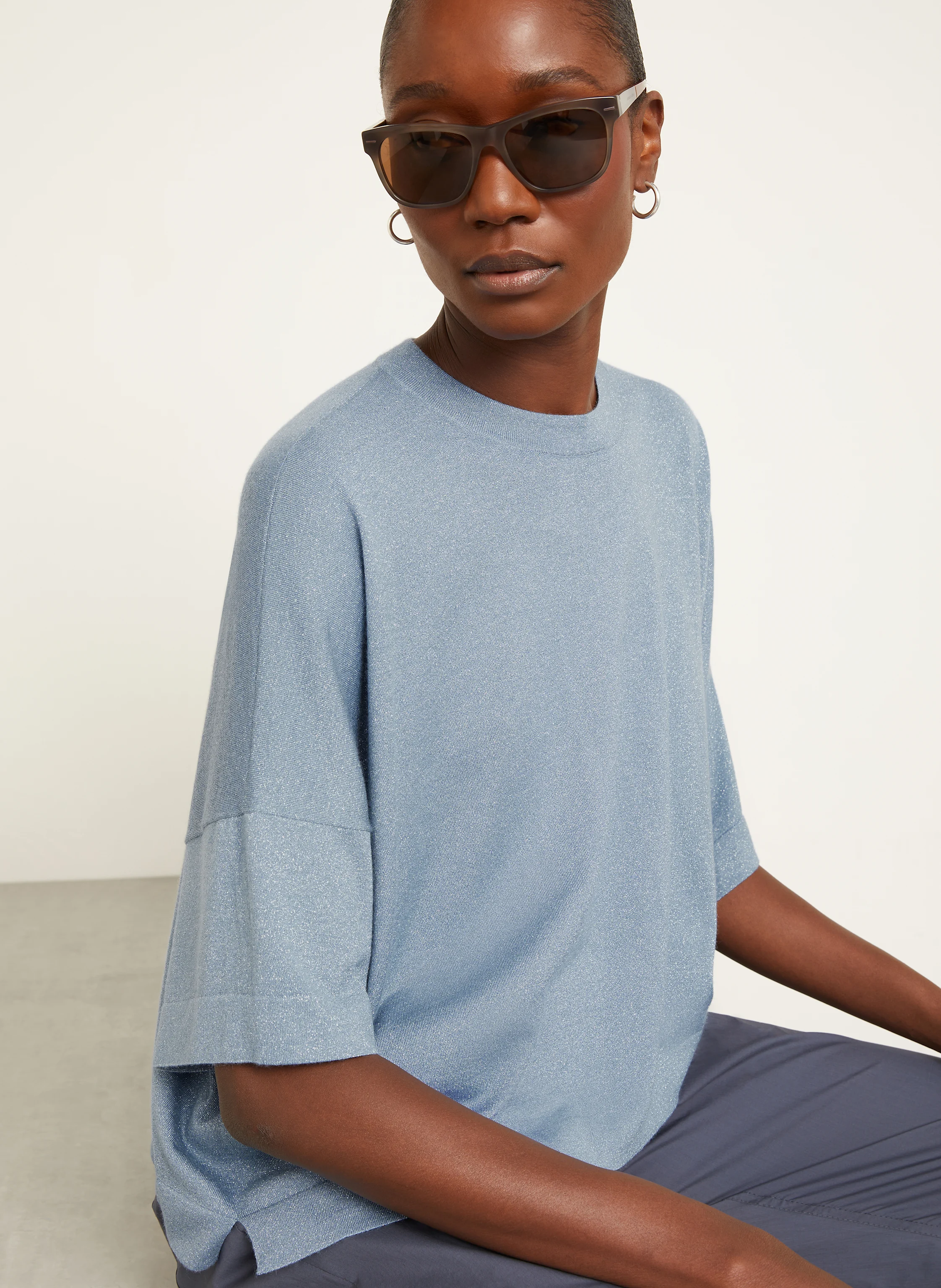 BRUNELLO CUCINELLI Strickshirt mit Cashmere und Glitzergarn