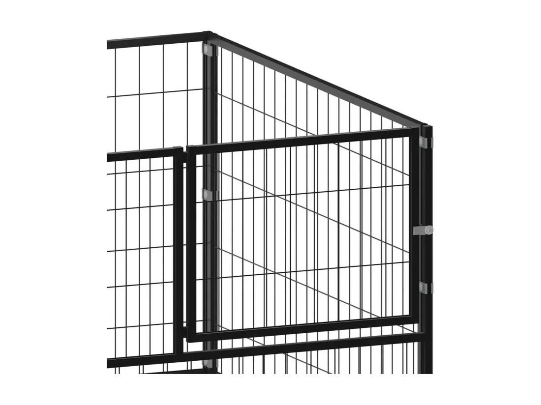 Chenil extérieur cage enclos noire 100 x 100 x 70 cm 02_0000489