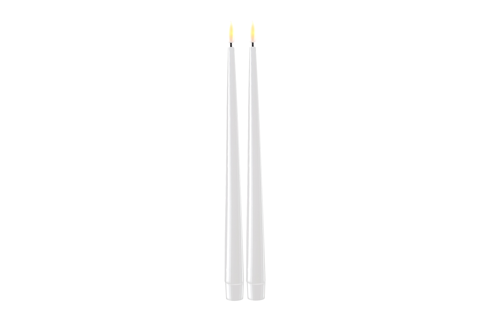 Real Flame kronelys 2pk Shiny hvit stearin. H28 cm