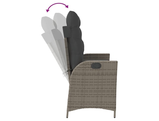 VIDAXL - Banc de jardin Banc inclinable de jardin avec coussins gris résine tressée