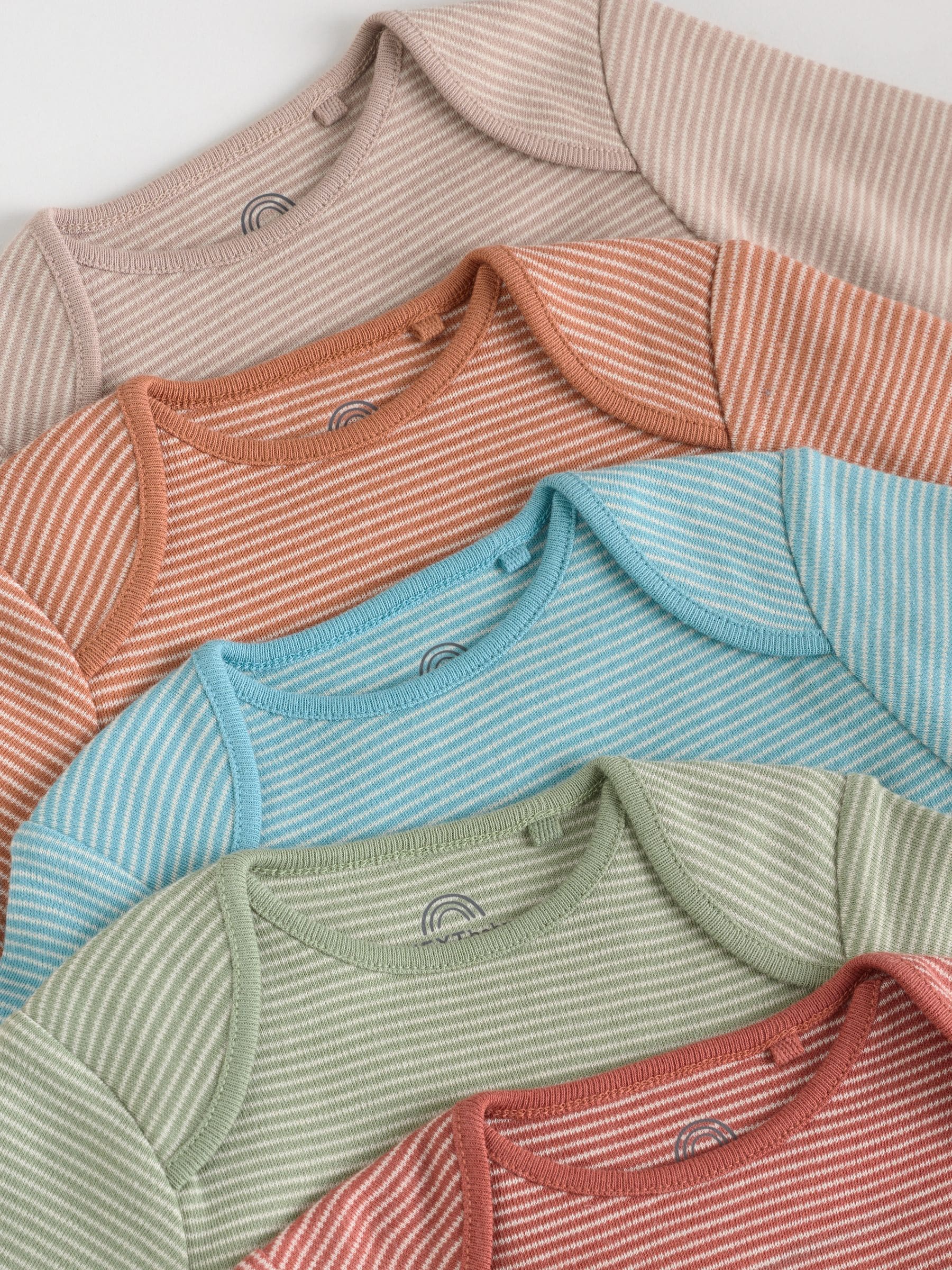 Blauw/bruin - Set van 5 rompers met lange mouwen