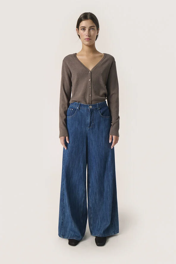 Soaked in Luxury SLPina V-Neck Cardigan Major brown melange