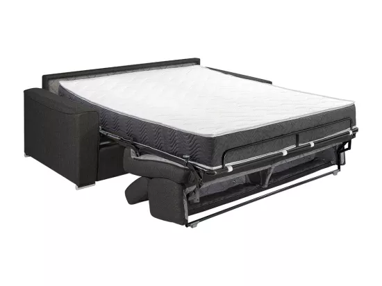 Canapé 4 places convertible express en tissu marron - couchage lattes larges 160 cm - Matelas 22 cm avec mémoire de forme VIZIR