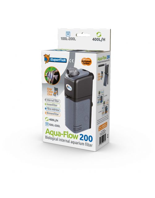 Superfish Aquaflow 200 Dual Action Filter - Binnenfilters - 12.5x6.5x23 cm Zwart 200-400 l\/h