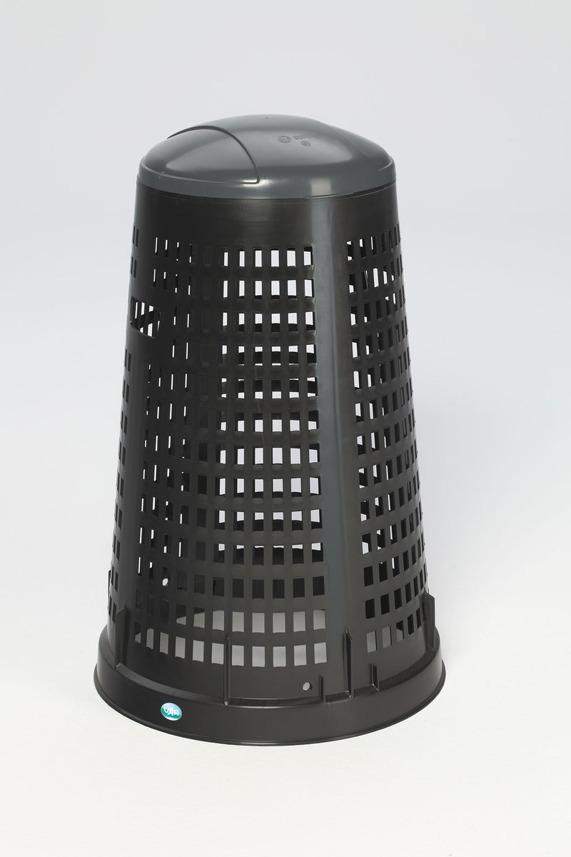 PROREGAL Robuuste afvalbakstandaard met klemring 90 liter HxBxD 88 x 52,5 x 52,5 cm Kunststof Zwart Grijs Deksel
