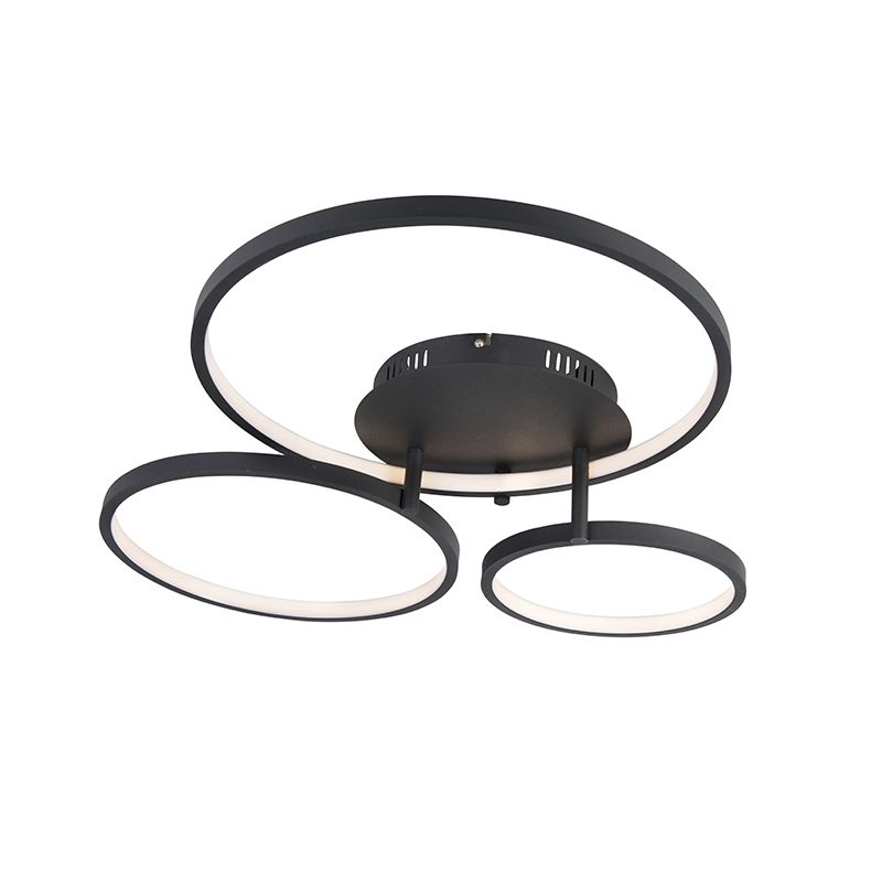 Moderne plafondlamp zwart incl. LED en dimmer- Rondas