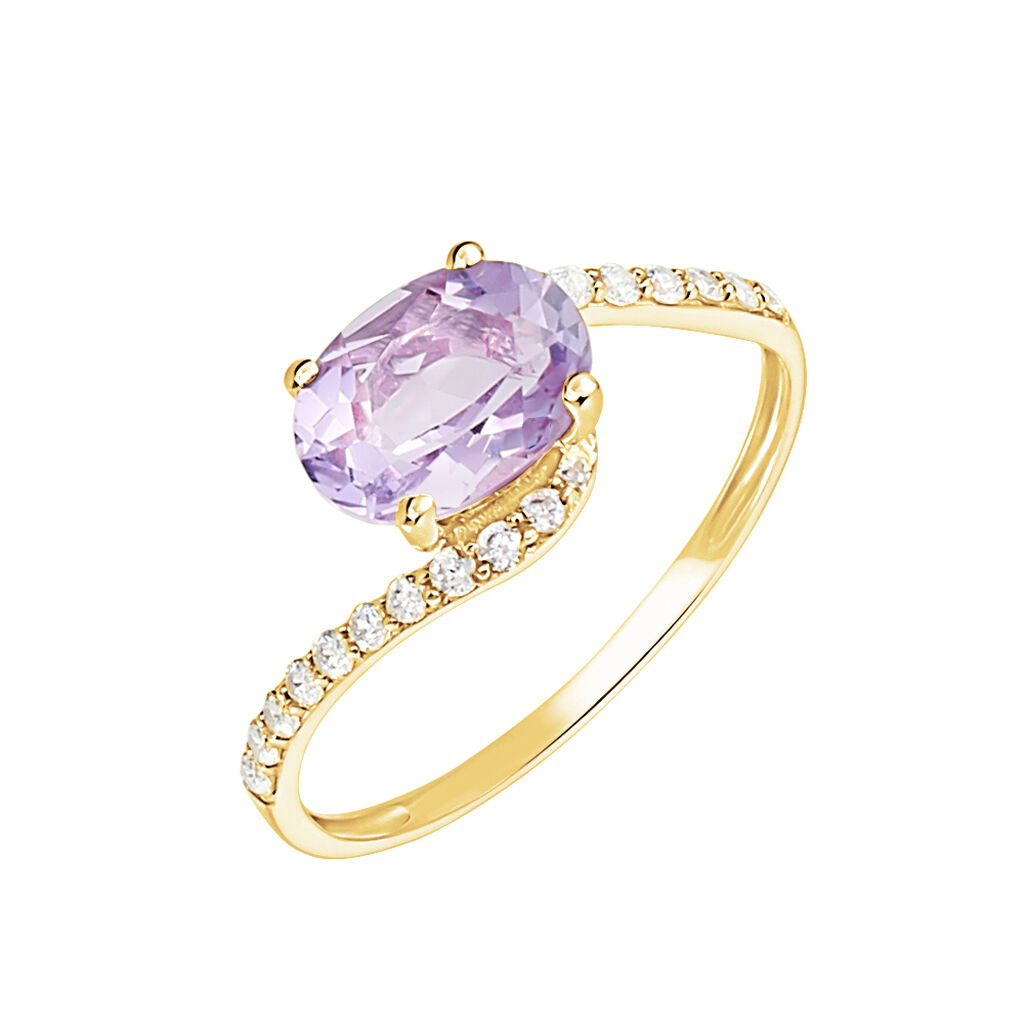 Bague Loriane Or Jaune Amethyste Et Oxyde De Zirconium