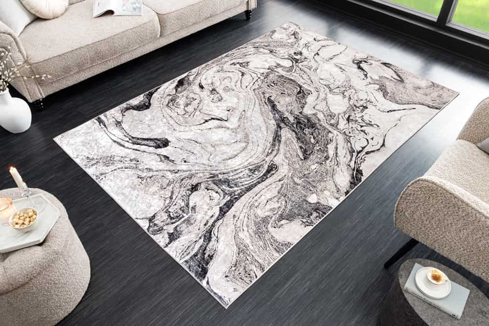 Design Teppich ART RUGS 230x160cm weiß grau Flachgewebe Indoor