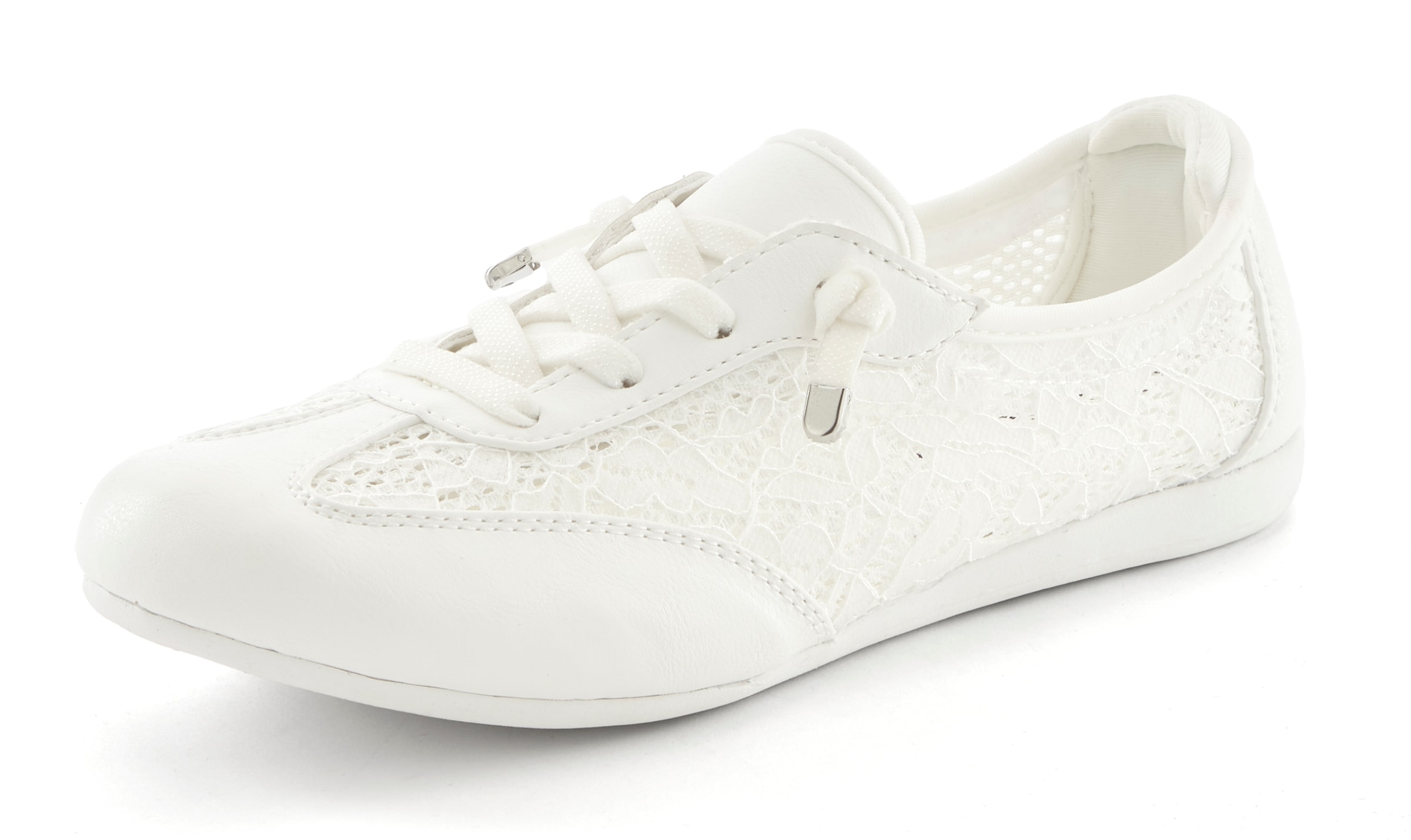 LASCANA Sneaker »Freizeitschuh, Halbschuh mit modischen Spitzendetails«  zum Reinschlüpfen mit elastischen Schnürbändern VEGAN