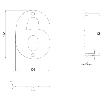 Huiscijfer 6/9 RVS