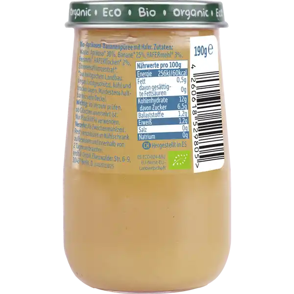 Bio Baby Aprikose, Banane mit Hafer