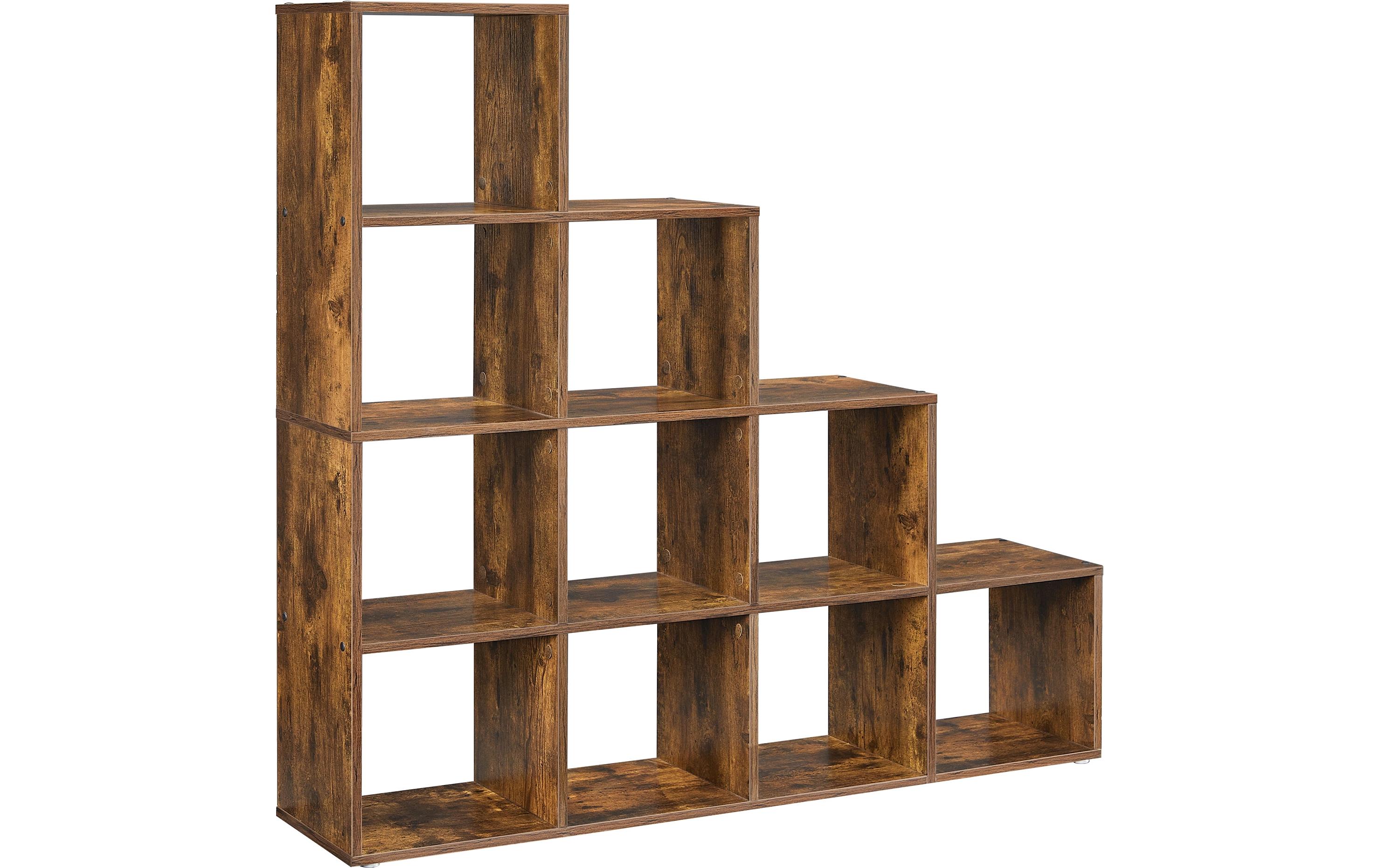 Regal mit 10 Würfeln 129.5 x 29 x 129.5 cm, Braun<br>Bücherregal
