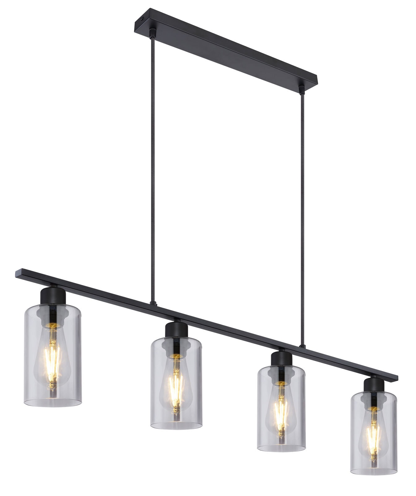 HADERA Pendellampe grau, schwarz 15465-4, B/H/T: 98 x 120 x 10 cm, Glas, Metall