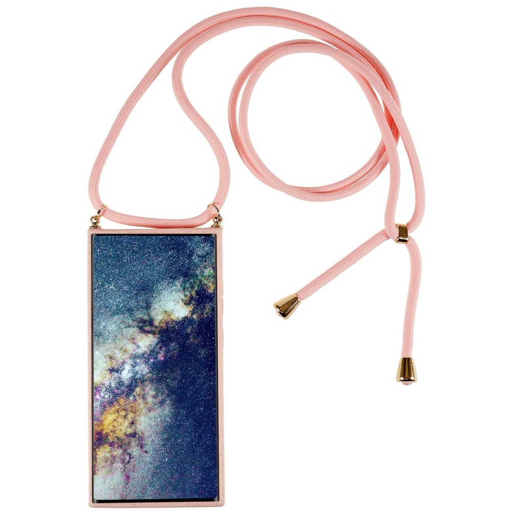 Samsung Galaxy S23 Ultra 5G Necklace Bio Gummi Case Hülle Eco Friendly Nachhaltig Kompostierbar   Handykette (150cm) - Rosa