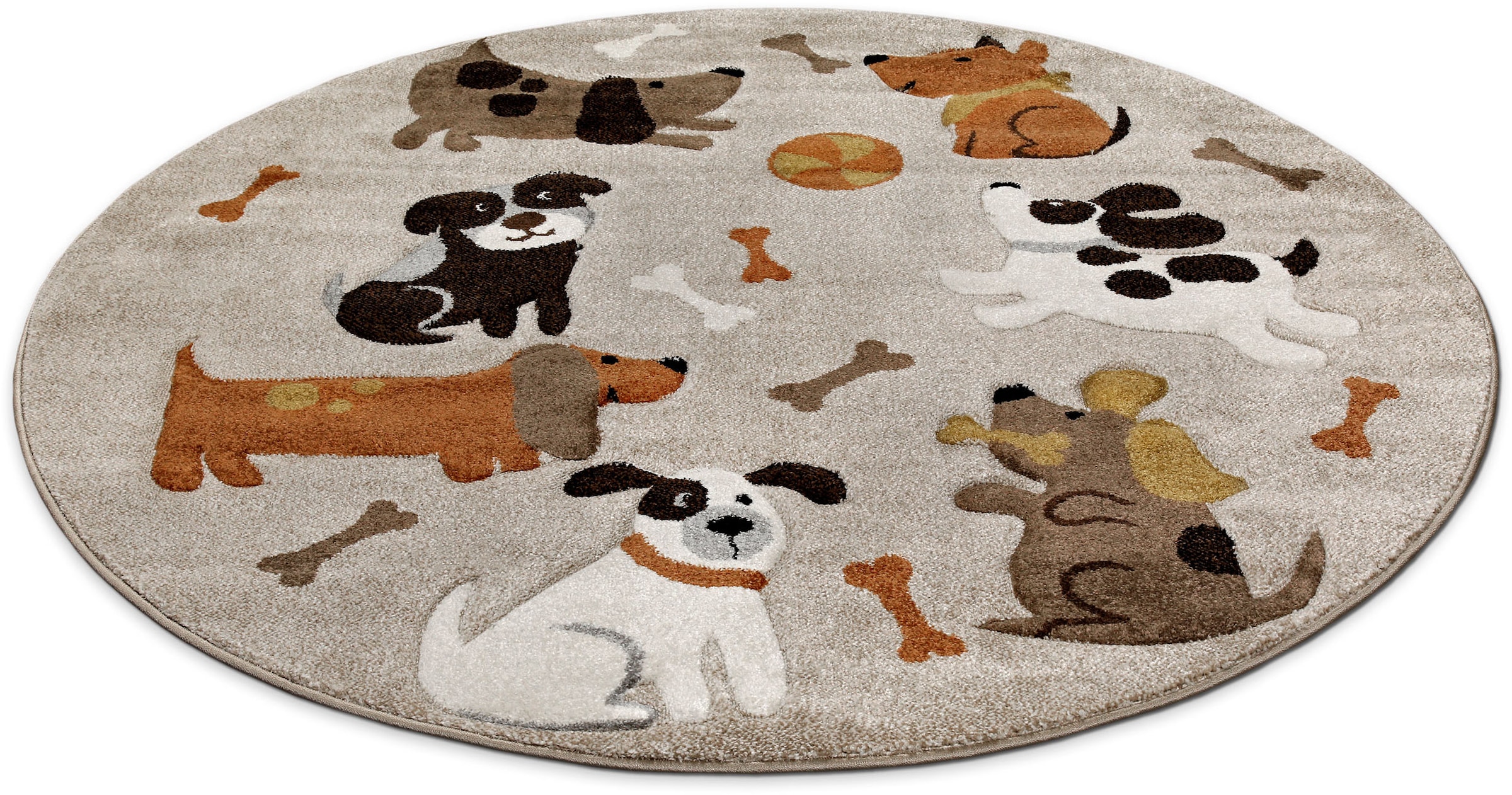 SMART KIDS Kinderteppich »Rocky & Friends« rund 10 mm Höhe Moderner Spielteppich, strapazierfähig, pflegeleicht, Konturenschnitt