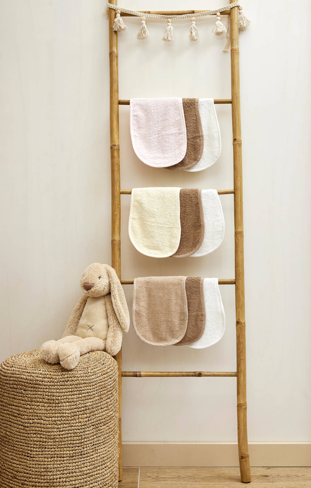 schoudermodel spuugdoekje Basic Badstof - set van 3 Offwhite/Soft Pink/Toffee