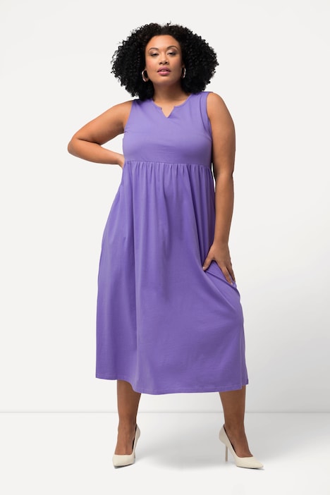 Jerseykleid, A-Linie, Tunika-Ausschnitt, ärmellos