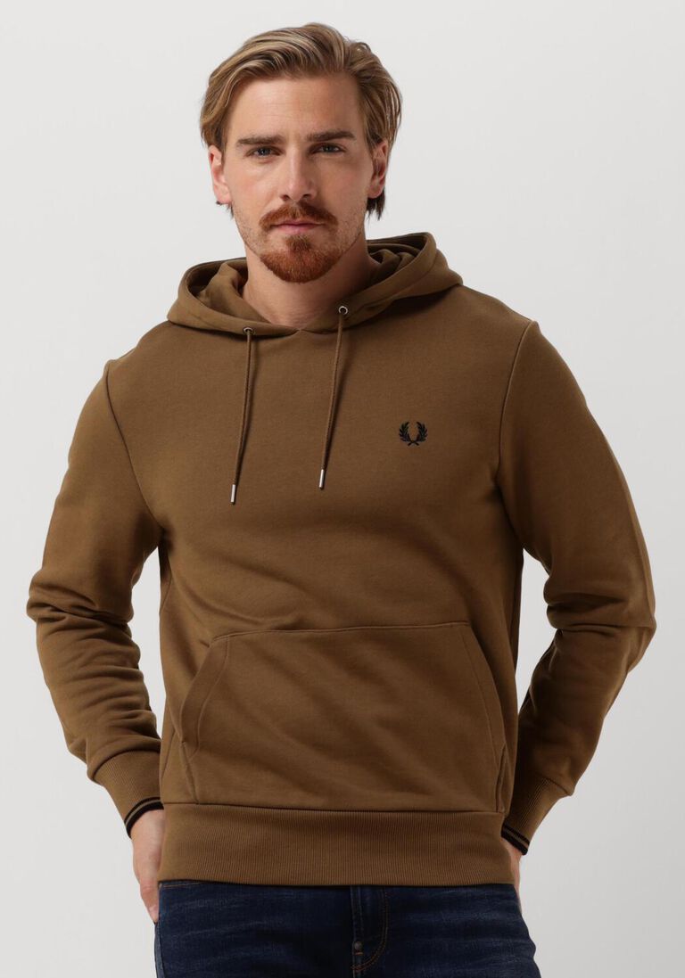FRED PERRY camel fred perry sweater tipped hooded sweatshirt