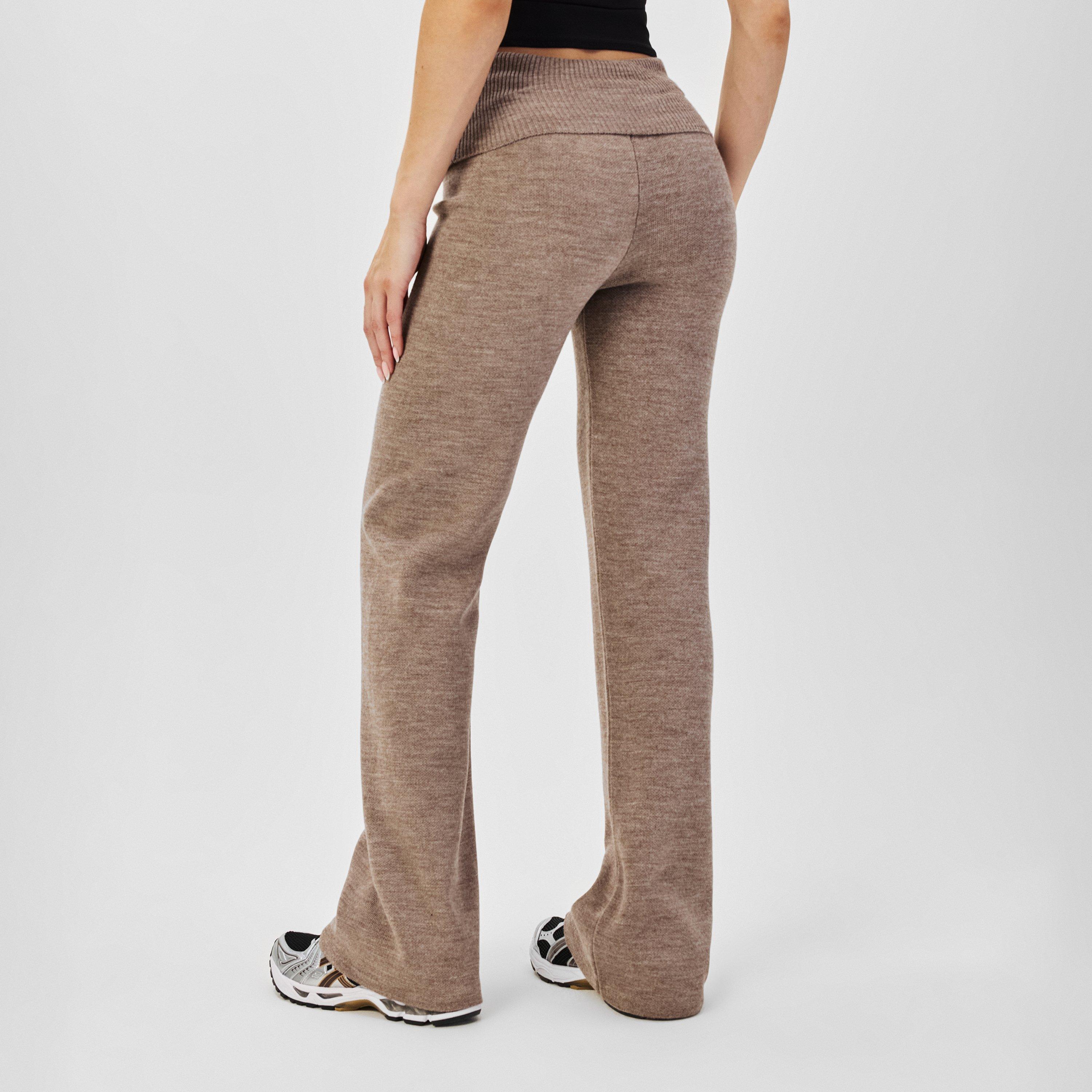 Missy Empire ME Knit Fold Over Waist Flare Trousers