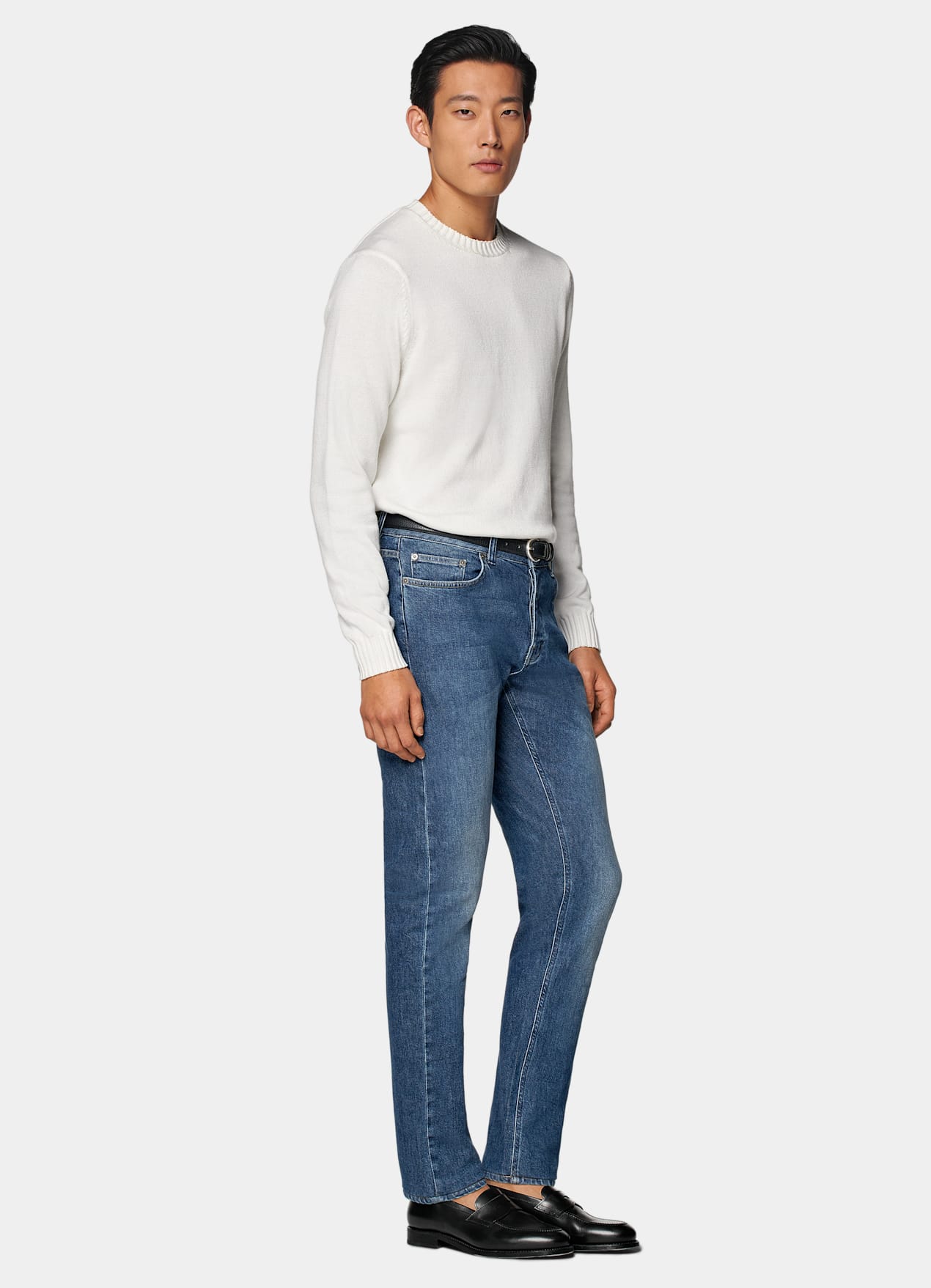 Jean Slim Leg Tapered bleu moyen