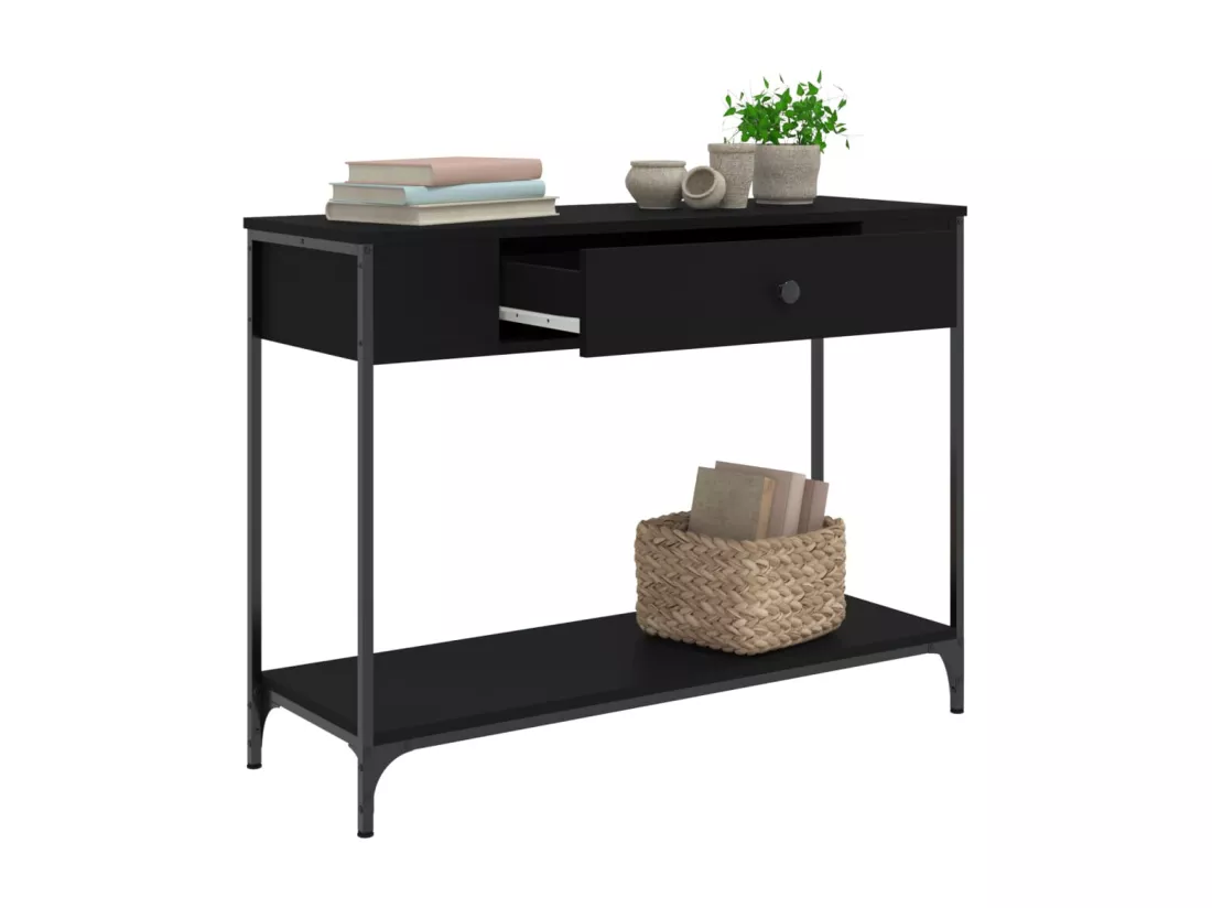Table console noir 100x34,5x75 cm bois d'ingénierie