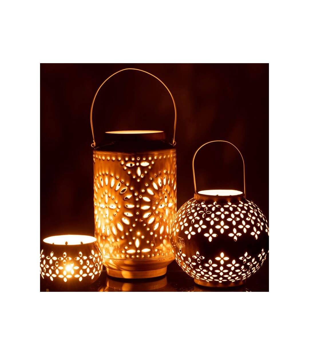 Paris Prix - Lanterne Cylindrique Métal sévilla 45cm Ocre
