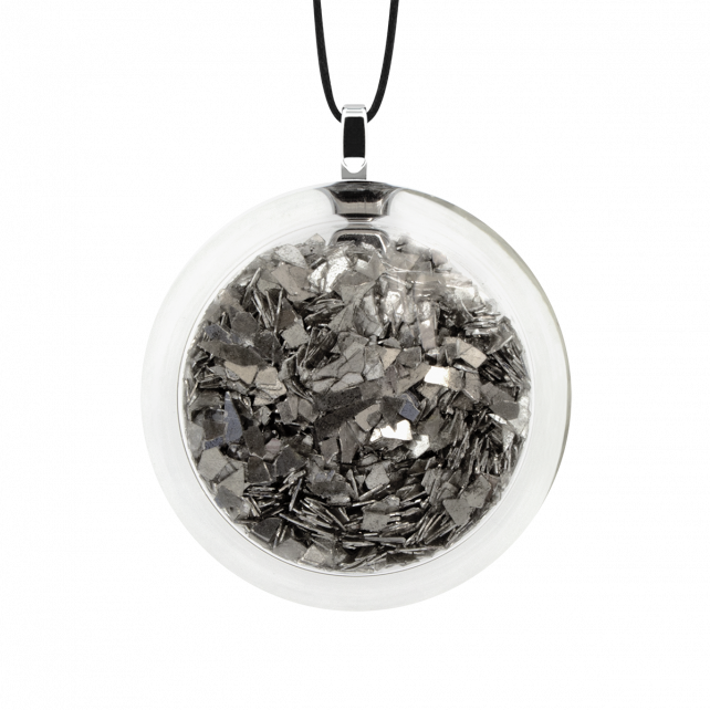 Pendentif en verre soufflé - Cachou Medium Paillettes