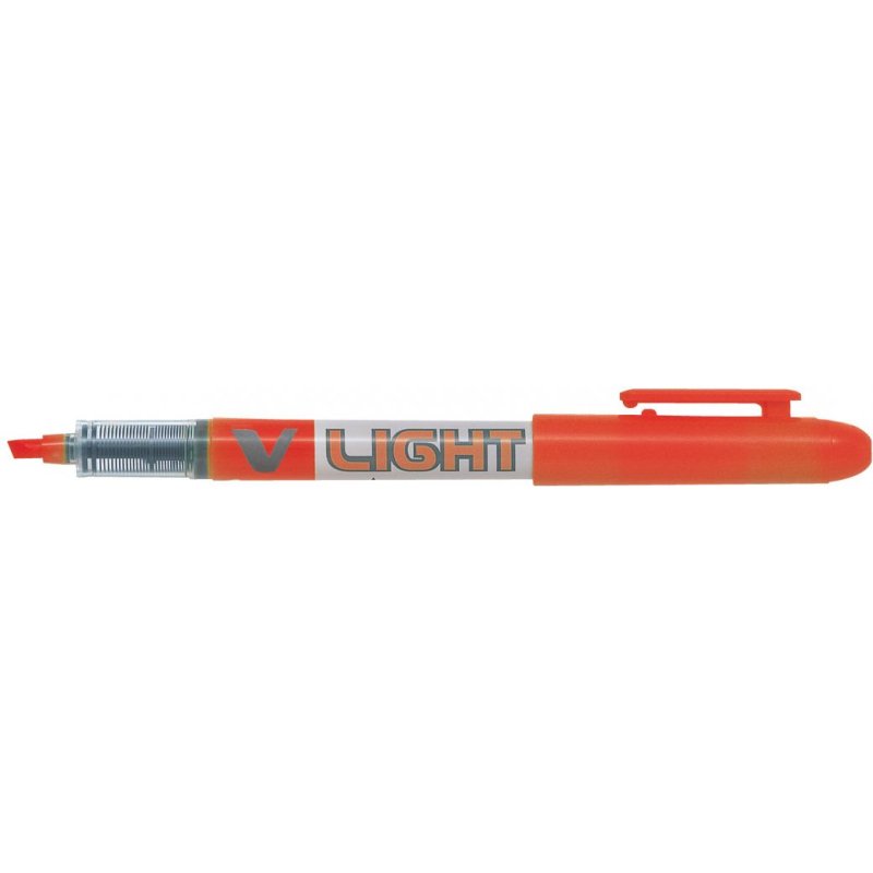 Surligneur pilot v light tracé 1/3mm encre liquide pigmentée fluide niveau d'encre visible coloris orange