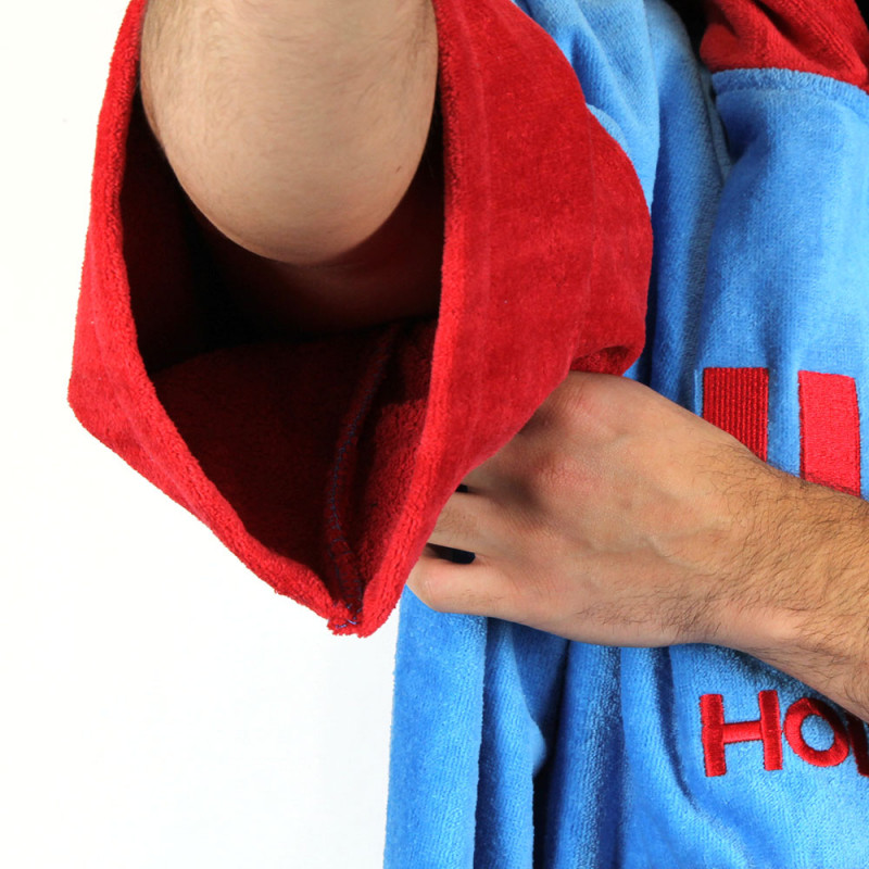 Poncho en velours Howzit rouge/bleu