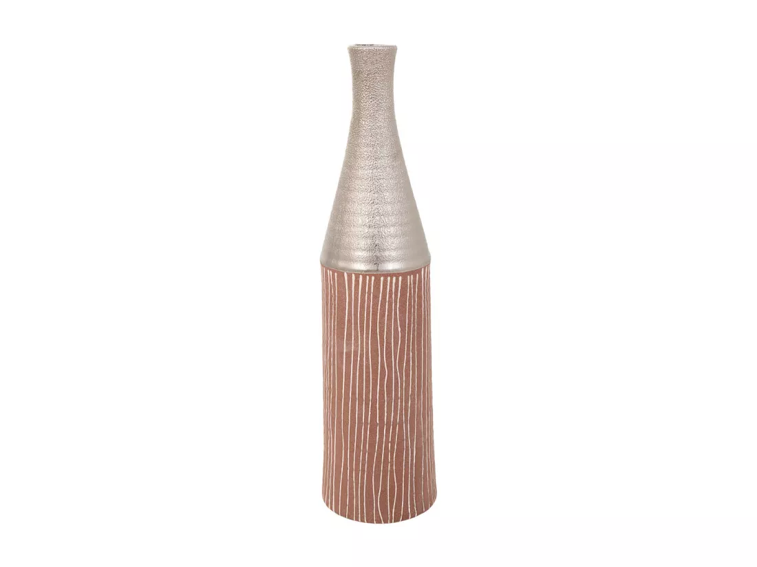 Vase en céramique argentée 13,5x13,5x53h