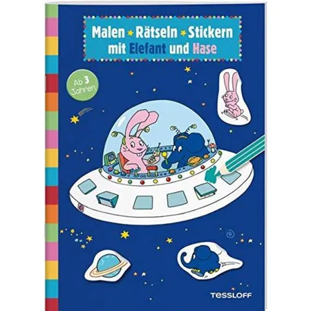 Tessloff Malen Rätseln Stickern mit Elefant und Hase