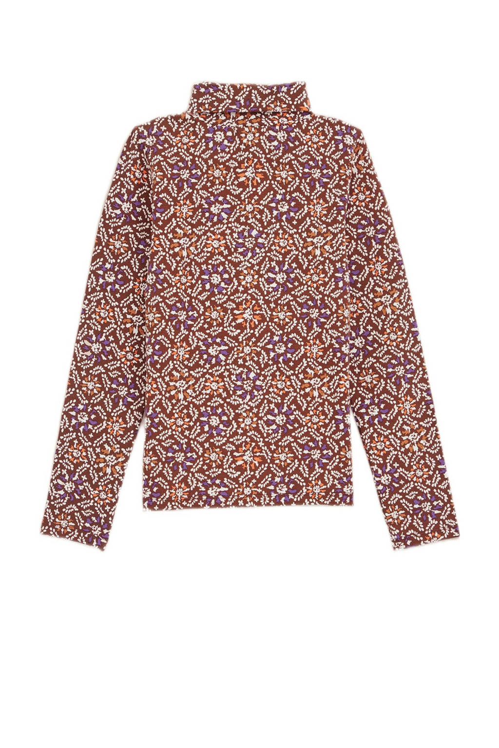 WE Fashion longsleeve met all over print bruin/oranje/paars