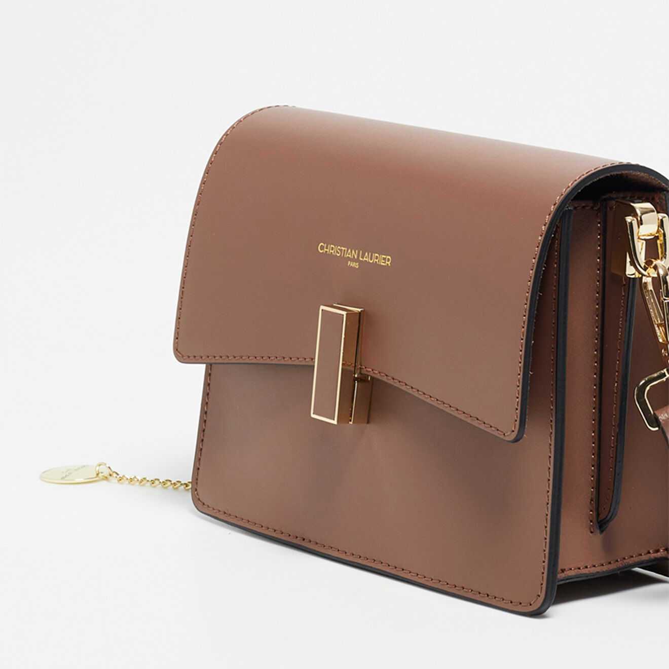 Christian Laurier Sac bandoulière en Cuir Mini Emma taupe  - 21x16x8 cm