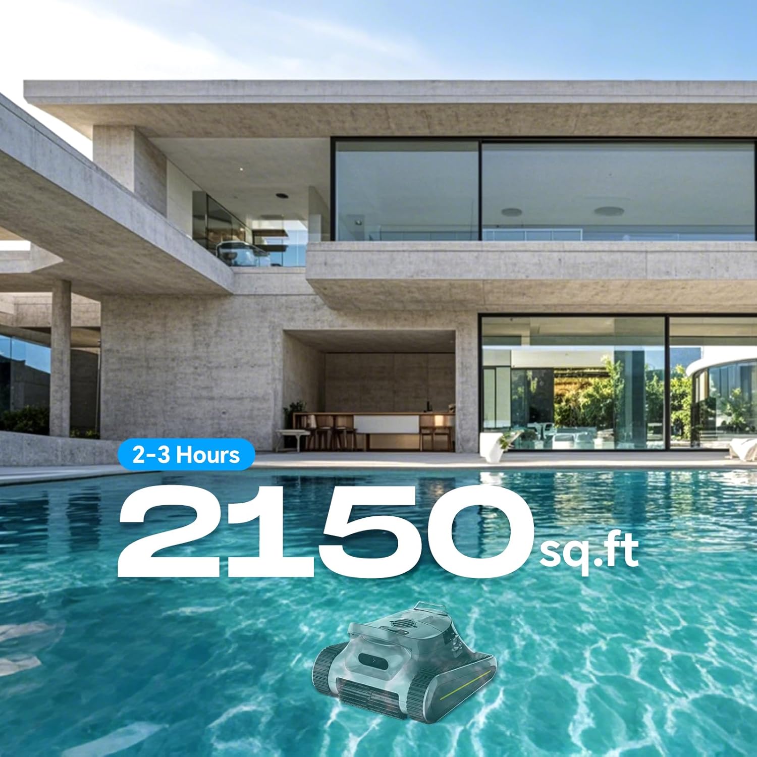 Kabelloser Roboter Poolreiniger - Poolsauger 180 W bürstenloser Motor, 45.000 Pa Saugkraft, Wandklettern, Sonar-Navigation, 3 Modi, automatischer Poolroboter für Innen- und oberirdische Pools bis zu