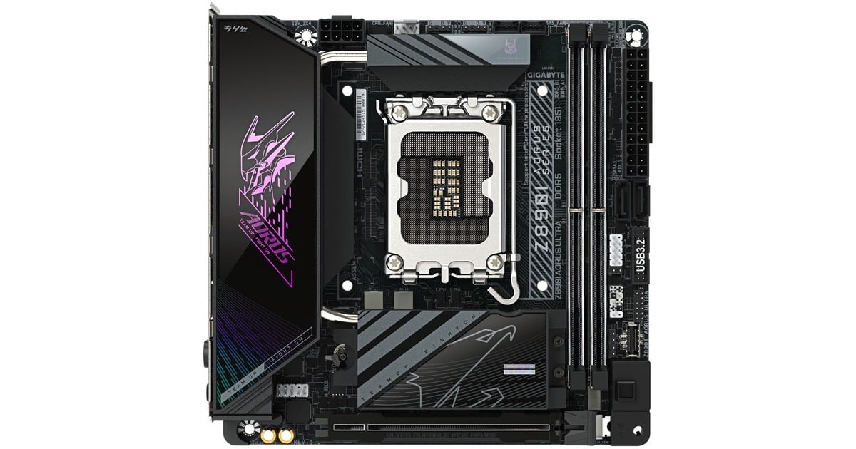 GIGABYTEZ890I AORUS ULTRA socket 1851 moederbord  (RAID, 2.5Gb-LAN, Wi-Fi 7, BT, Sound, Mini-ITX)