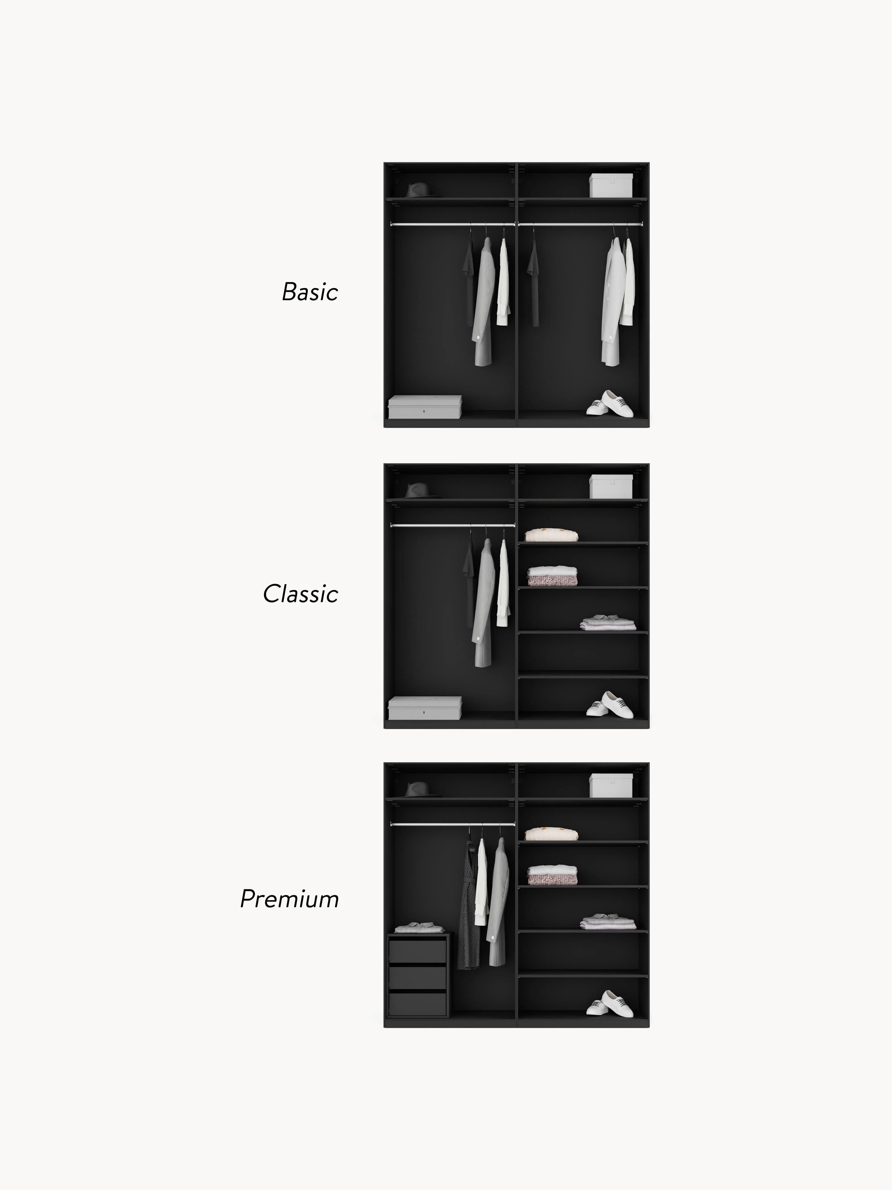 Modulaire draaideurkast Simone, 200 cm breed, diverse varianten