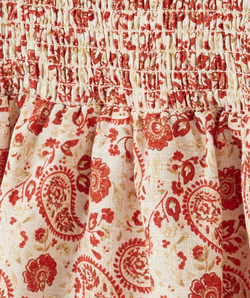 ROBE BÉBÉ FILLE EN COTON AVEC IMPRIMÉ CACHEMIRE ROUGE