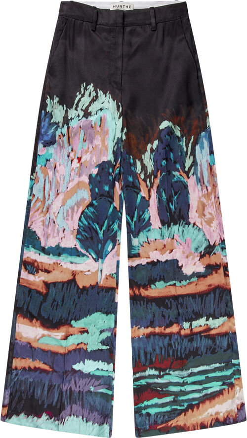 MUNTHE EILEEN Printed Viscose Pants Black