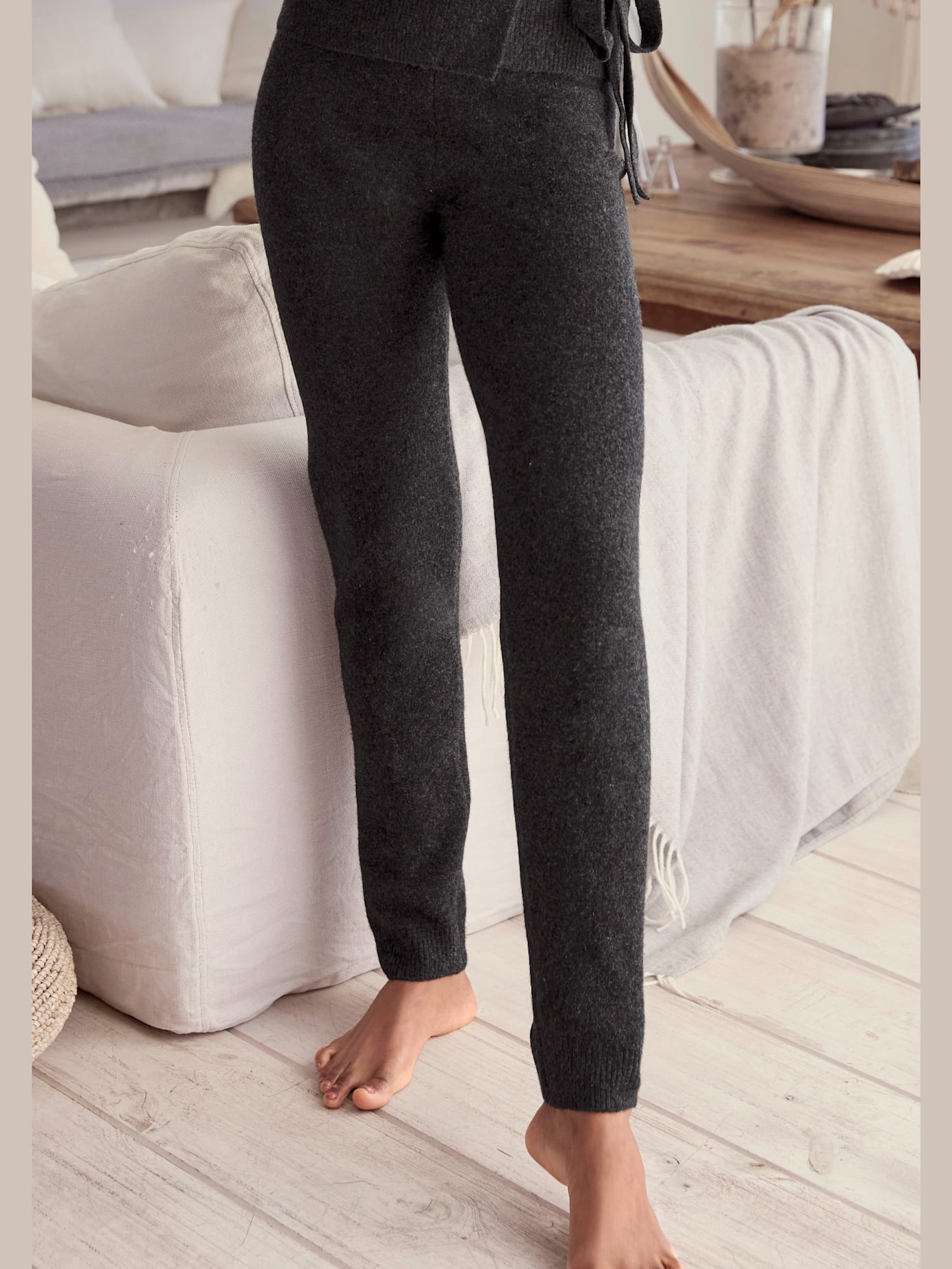 Pantalon en tricot effet chiné