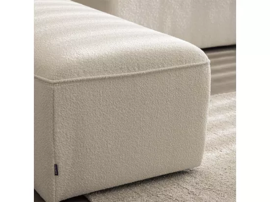 Noor - Pouf pour canapé modulable en tissu bouclette - Écru