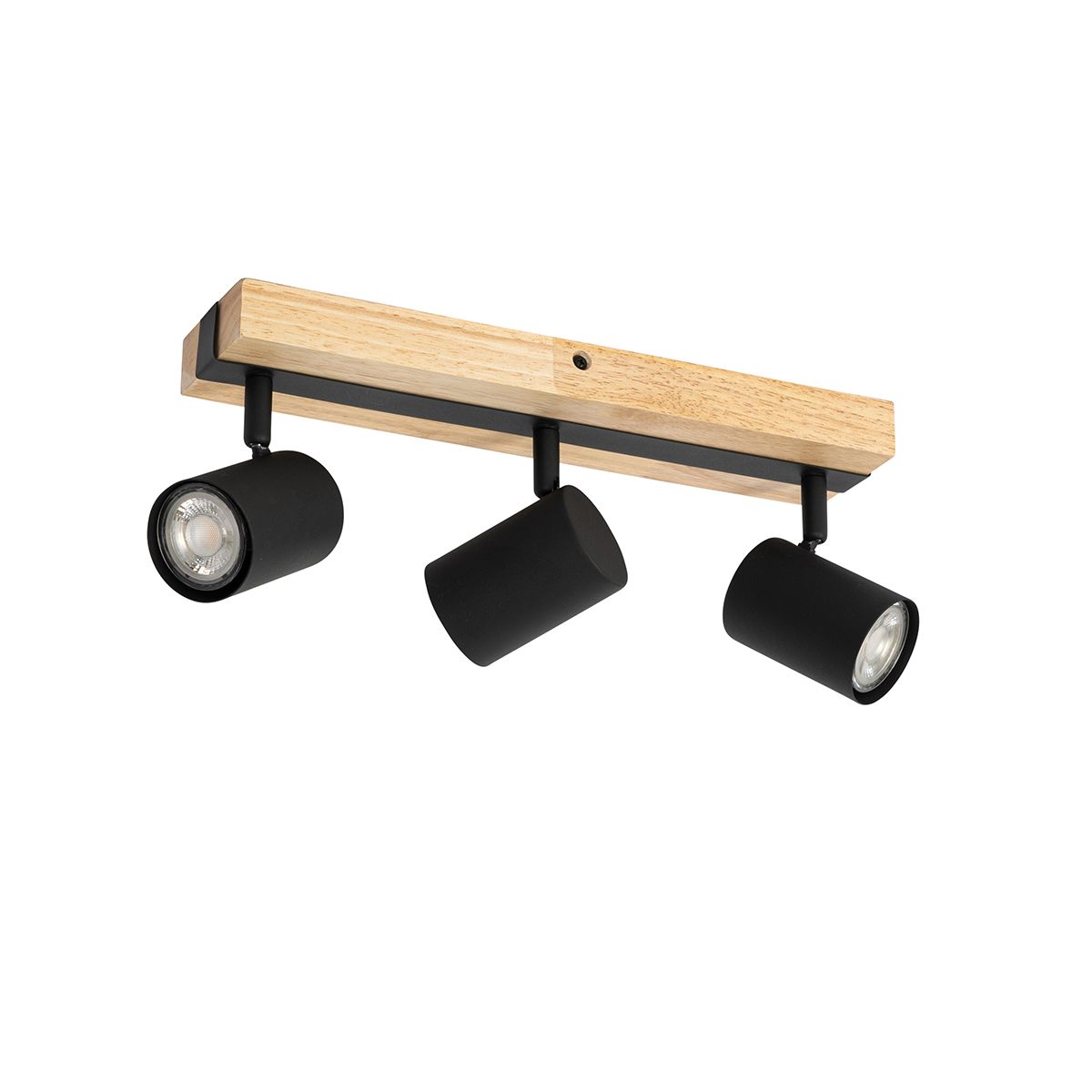 Smart plafondspot zwart met hout 3-lichts draai- en kantelbaar incl. Wifi GU10 50mm - Jeana