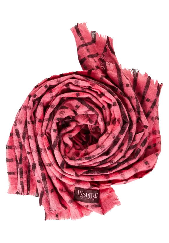 Schal mit Karomuster - legend rose