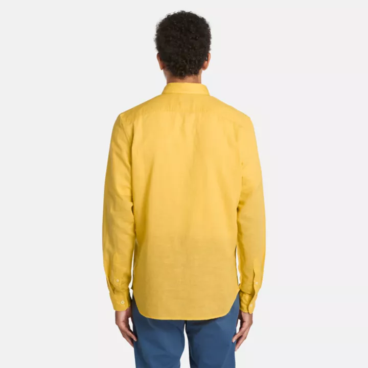 Chemise Lovell en lin et en coton pour homme en jaune clair