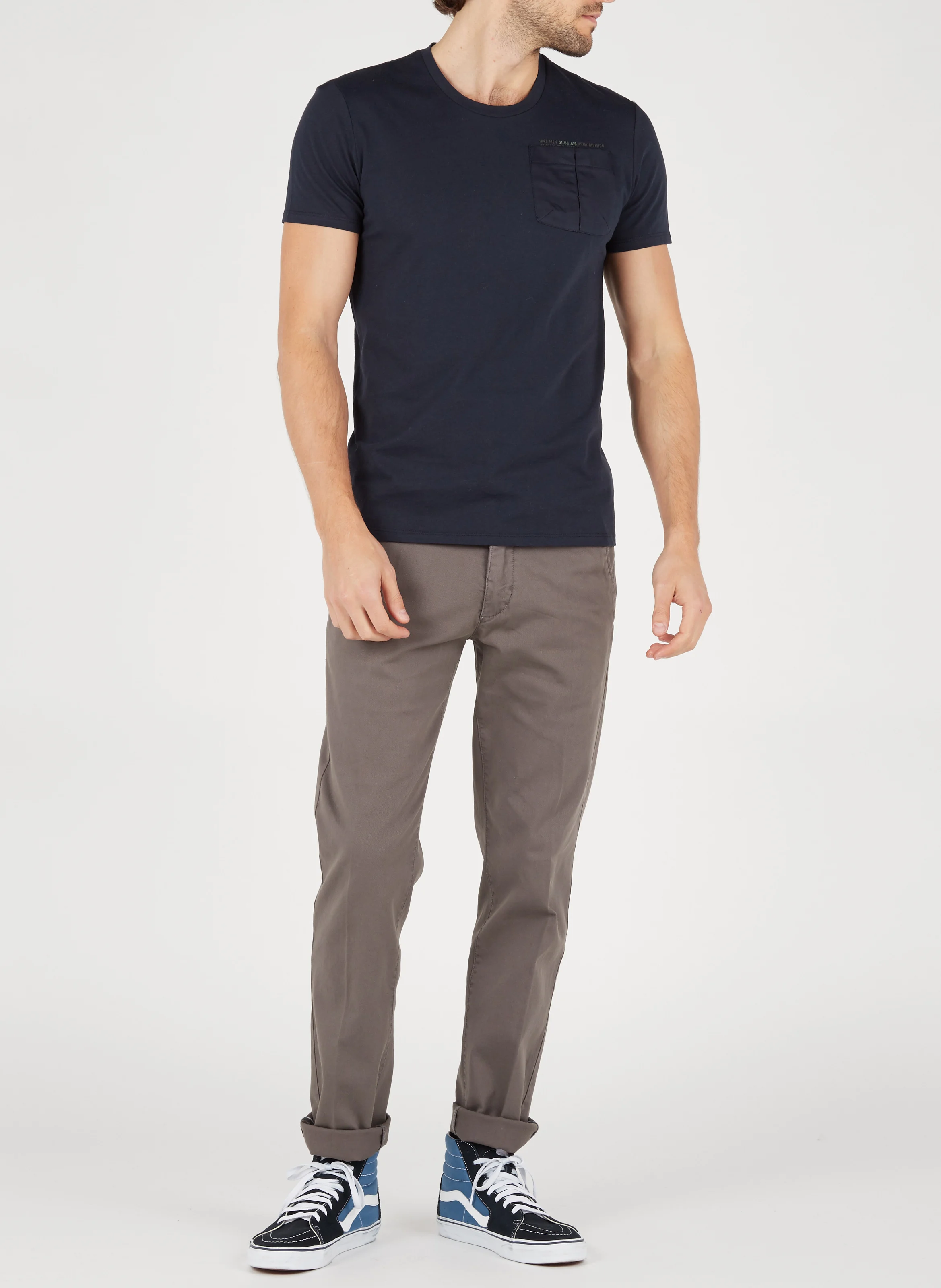 Chino slim-fit en coton mélangé | Gris