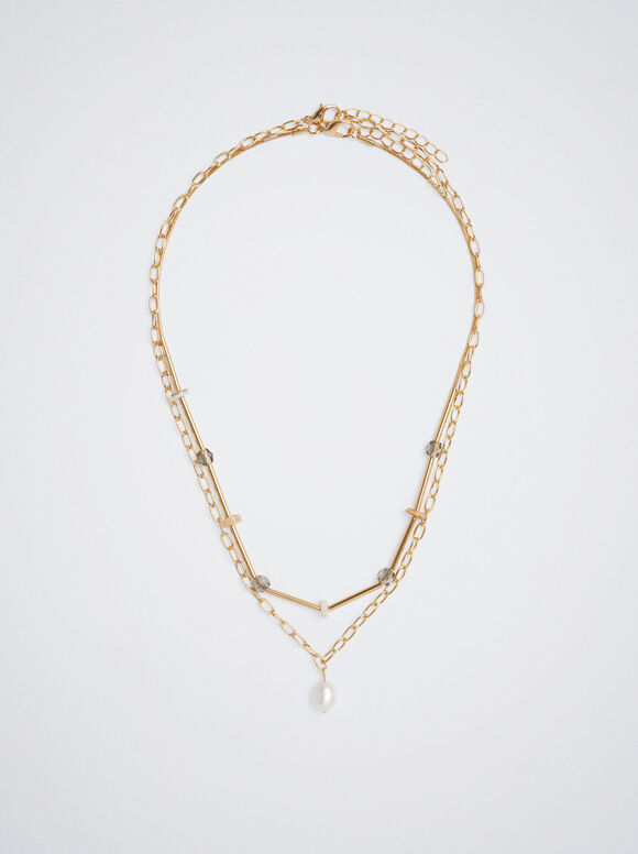 Conjunto de colar de pérolas de água doce - Multicolorido