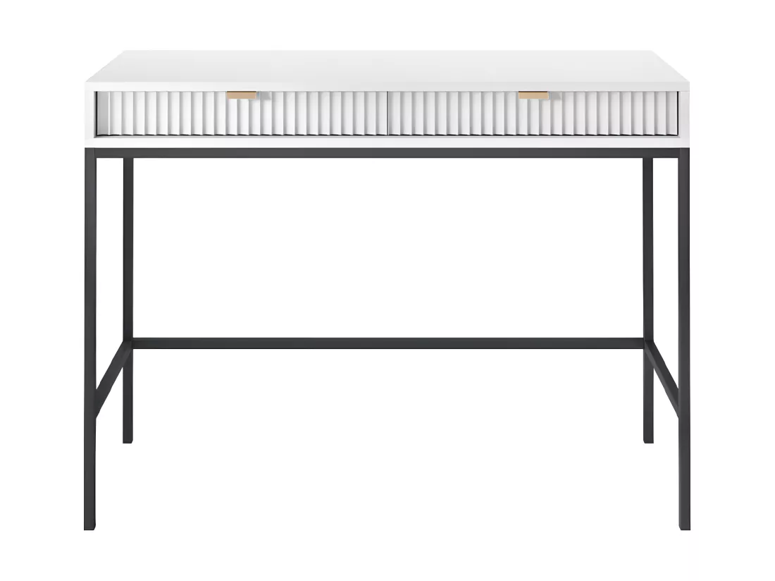 Bureau console 2 tiroirs Rava Blanc