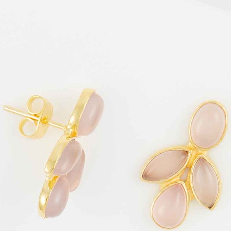 Boucles d'oreilles - Laiton doré & opale rose
