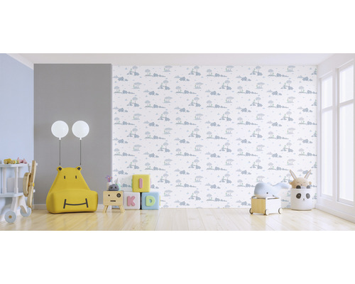 Vliesbehang 38128-1 Little Love Olifanten blauwgrijs