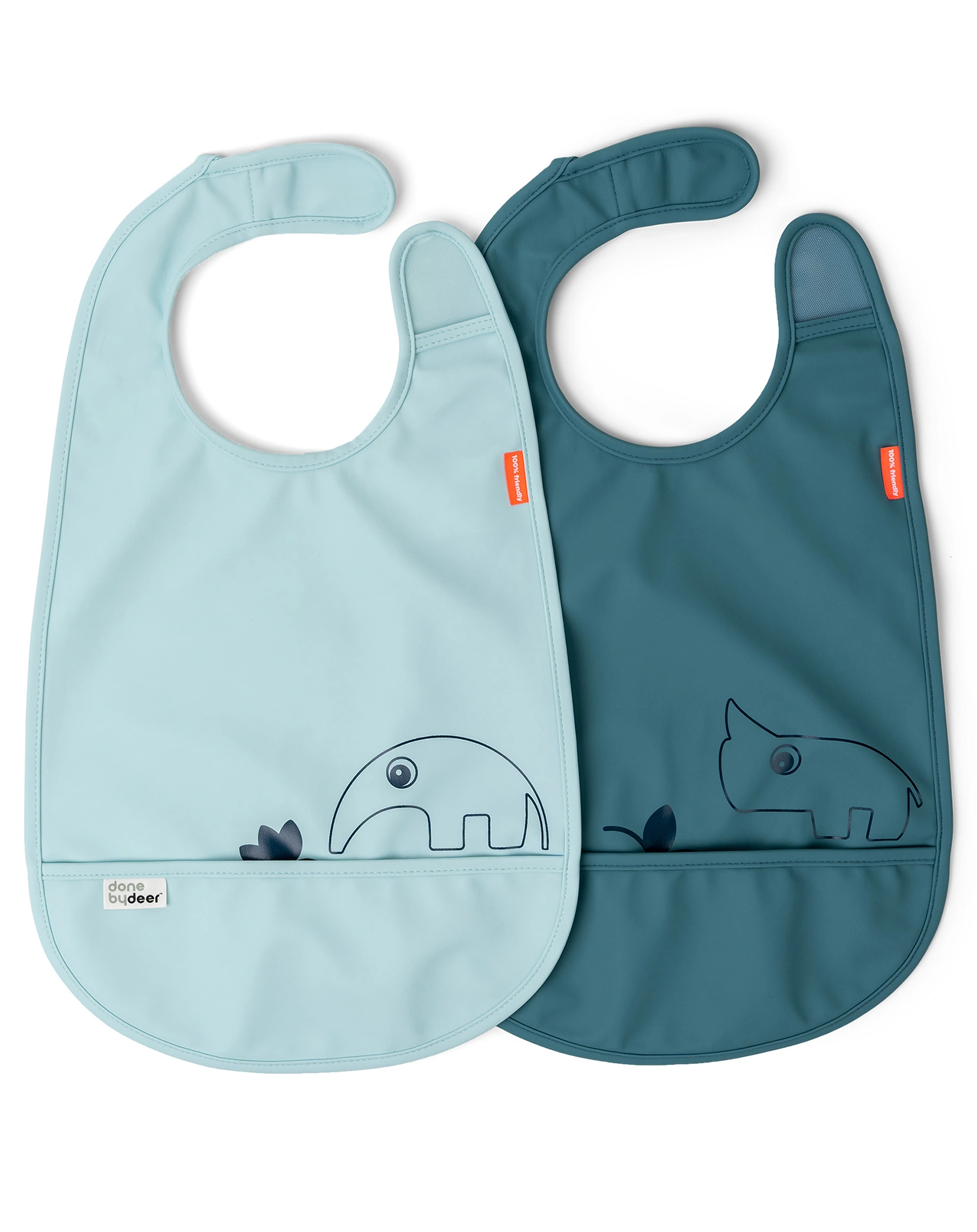 Klett-Lätzchen DEER FRIENDS 2er Pack in blau