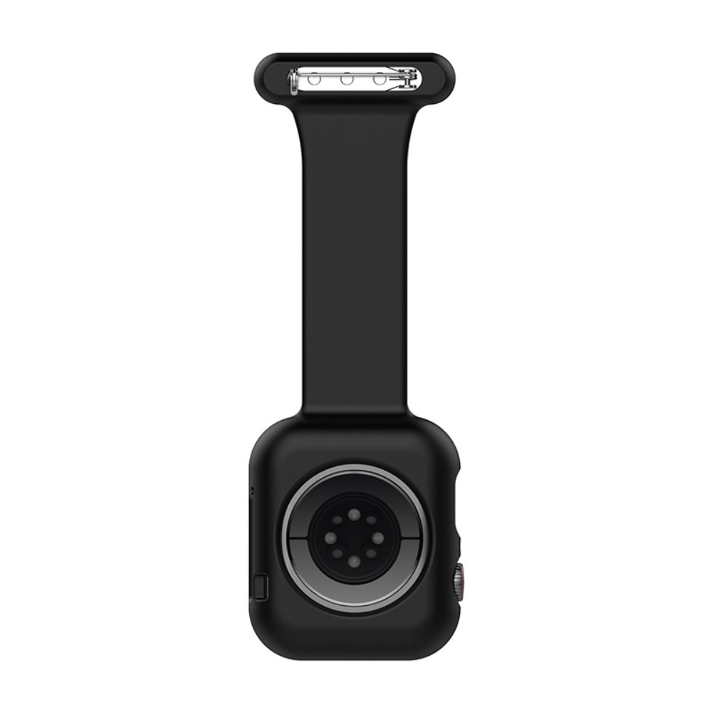 Apple Watch (49/46/45/44 mm) Silikon Uhren Schutzhülle Ansteck Halterung mit Sicherheitsnadel - Schwarz